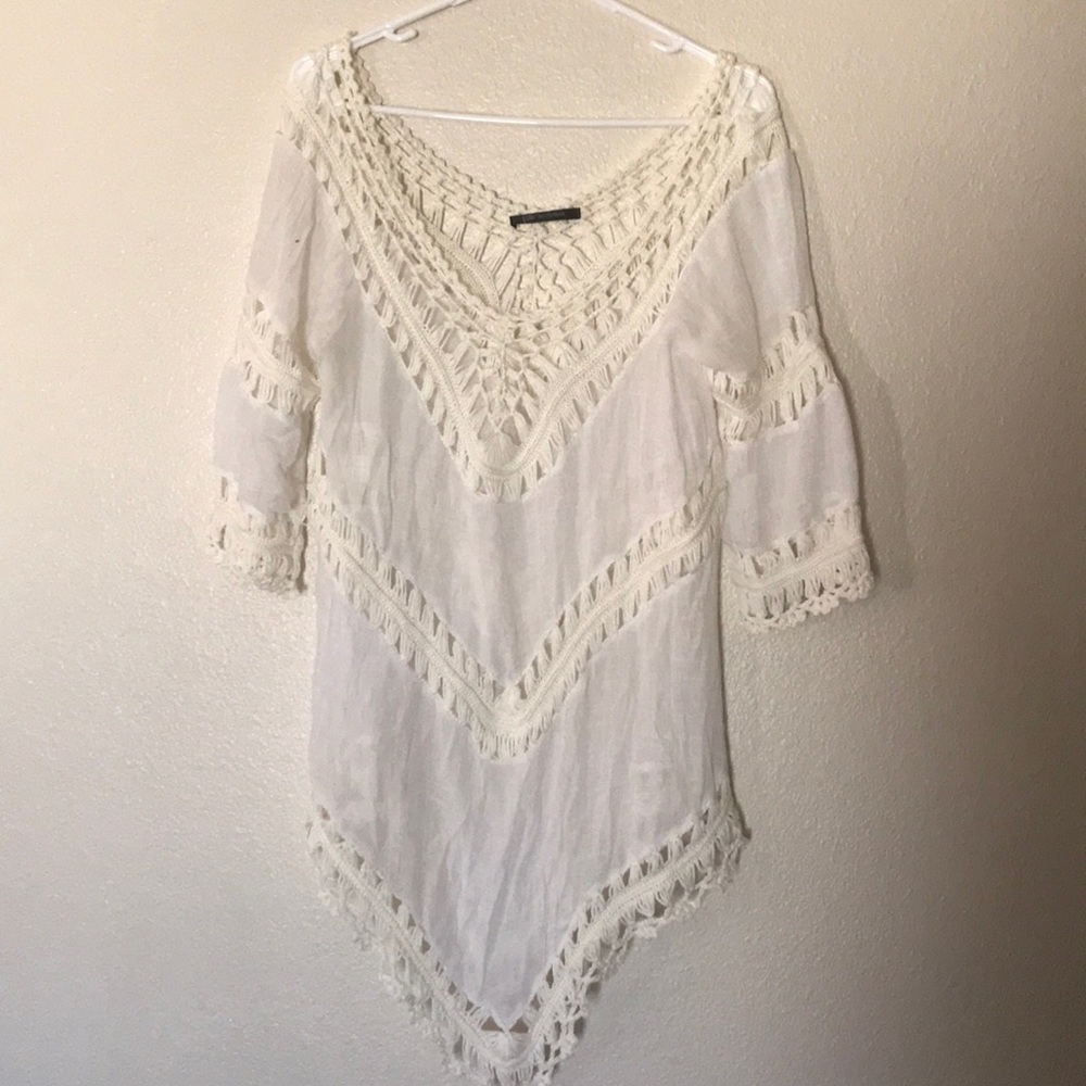 White sheer braided swim cover